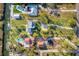 Bird's-eye view showcasing expansive property with pool and multiple buildings at 10106 46Th W Ave, Bradenton, FL 34210