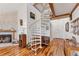 Entryway with spiral staircase, hardwood floors, and vintage furniture at 10106 46Th W Ave, Bradenton, FL 34210