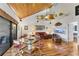 Living area with hardwood floors, large aquarium, and water views at 10106 46Th W Ave, Bradenton, FL 34210