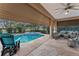 Relaxing pool and patio area with seating and retractable screens at 11921 Whistling Way, Lakewood Ranch, FL 34202