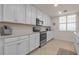 Modern kitchen with stainless steel appliances and white cabinets at 12550 Ghiberti Cir # 101, Venice, FL 34293