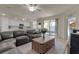 Spacious living room with leather couches, coffee table, and access to a patio at 12550 Ghiberti Cir # 101, Venice, FL 34293