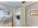 Small kitchen with microwave, oven, and dining area at 5938 Welcome Rd # H22, Bradenton, FL 34207