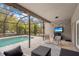 Covered patio overlooking the pool, perfect for relaxing at 7737 40Th E Ct, Sarasota, FL 34243