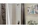 Small shower stall with brown curtains at 8115 Miramar Way # 202, Lakewood Ranch, FL 34202