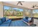 Relaxing screened-in porch with comfortable seating and a view of the backyard at 2164 Midnight Pearl Dr, Sarasota, FL 34240