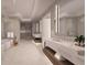 Elegant bathroom with double vanities, freestanding tub, and modern fixtures at 70 Avenida Veneccia # 202, Sarasota, FL 34242
