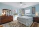 Main bedroom with light blue walls and a large bed at 8466 Maureen Ave, North Port, FL 34287