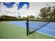 Tennis court with net and surrounding fence at 11808 Sawgrass Lake Ter, Bradenton, FL 34211