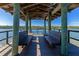 Relaxing waterfront gazebo with benches offering scenic views at 5450 Eagles Point Cir # 301, Sarasota, FL 34231