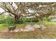 Backyard with patio, seating, and large shade tree at 6307 30Th E Ave, Palmetto, FL 34221