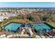 Aerial view of two well-maintained community pickleball courts at 8112 Slipway Dr, Sarasota, FL 34240