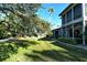 Private screened patio overlooking a tranquil pond at 1243 Siesta Bayside Dr # D, Sarasota, FL 34242