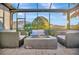 Relaxing covered patio with fire pit and comfortable seating at 5607 Tidewater Preserve Blvd, Bradenton, FL 34208