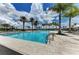 Large, refreshing community pool surrounded by palm trees at 9048 Bernini Pl, Sarasota, FL 34240