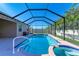 Relaxing screened pool and spa with patio and lush landscaping at 11306 77Th E St, Parrish, FL 34219