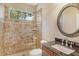 Bathroom with shower, tile flooring, and granite vanity at 3861 Royal Hammock Blvd, Sarasota, FL 34240