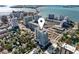 Aerial perspective showcasing a modern highrise building's location at 540 N Tamiami Trl # 702, Sarasota, FL 34236