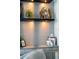 Stylish built-in shelving with decorative objects at 540 N Tamiami Trl # 702, Sarasota, FL 34236