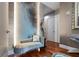 Modern sitting area with unique wall art and comfortable seating at 540 N Tamiami Trl # 702, Sarasota, FL 34236