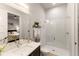 Clean bathroom with a walk-in shower and modern vanity at 696 Regatta Way, Bradenton, FL 34208