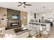 Open concept living and kitchen with water views at 696 Regatta Way, Bradenton, FL 34208