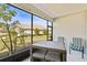 Relaxing screened patio with outdoor seating and a view of the backyard at 7521 Ridgelake Cir, Bradenton, FL 34203