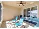 Relaxing screened lanai with comfy seating and lake view at 14822 Trinity Fall Way, Bradenton, FL 34212