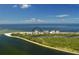 Aerial perspective showcasing the building's location by the sea at 2050 Benjamin Franklin Dr # A601, Sarasota, FL 34236