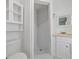 Clean bathroom with a shower and white vanity at 2807 W 52Nd Ter, Bradenton, FL 34207