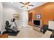 Home office with exercise equipment and water views at 4110 Commodore Blvd, Cortez, FL 34215