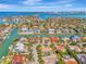 Aerial view of waterfront homes and lush landscaping at 531 N Spoonbill Dr, Sarasota, FL 34236