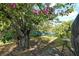 Relax in this outdoor area with a hammock, trees with violet flowers, and a view of the water at 1705 Shoreland Dr, Sarasota, FL 34239