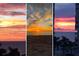 Collage of three sunset views from the condo at 1770 Benjamin Franklin Dr # 407, Sarasota, FL 34236