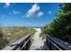 Wooden boardwalk leads to sandy beach with ocean view at 1778 Palm Dr, Venice, FL 34293