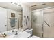 Clean bathroom with shower, vanity, and ample storage at 3620 Ironwood Cir # 405, Bradenton, FL 34209