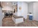 Laundry room featuring built-in bench, storage, and modern washer/dryer at 4517 N Lake Dr, Sarasota, FL 34232