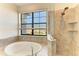 Relaxing bathroom featuring a soaking tub and a walk-in shower at 4852 Coastal Days Ln, Bradenton, FL 34211