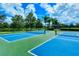 Two pristine blue pickleball courts await your enjoyment at 5781 Girona Pl, Sarasota, FL 34238