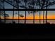 Sunset lake view framed by a screened-in pool enclosure and tall trees, creating a picturesque outdoor setting at 6347 Grandview Hill Ct, Bradenton, FL 34203