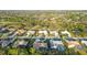 Scenic aerial shot of an exclusive suburban area with beautifully landscaped homes and well-manicured green spaces at 7412 Links Ct, Sarasota, FL 34243