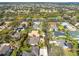 Aerial view of a house surrounded by palm trees and greenery, with a pool enclosure at 1069 Harbour Cape Pl, Punta Gorda, FL 33983