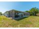 Screened pool area with patio furniture and grassy yard at 134 Rotonda Cir, Rotonda West, FL 33947