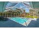 Inviting screened pool with lounge chairs and a lush backyard view at 134 Rotonda Cir, Rotonda West, FL 33947