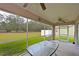 Relaxing screened porch overlooks backyard and features a glass top patio table at 3911 Douglas Hill Pl, Parrish, FL 34219