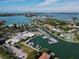 Wide aerial view of waterfront community and marina at 419 Partridge Cir, Sarasota, FL 34236