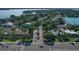 Bird Key community entrance aerial view, showing waterfront and homes at 419 Partridge Cir, Sarasota, FL 34236