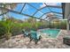 Relaxing pool area with covered patio, lounge chairs, and water features at 4940 Surfside Cir, Bradenton, FL 34211