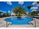 Circular pool with palm tree in the center and lounge chairs at 4940 Surfside Cir, Bradenton, FL 34211