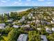 An expansive aerial showcasing a beach community and a stunning home at 107 Maple Ave, Anna Maria, FL 34216